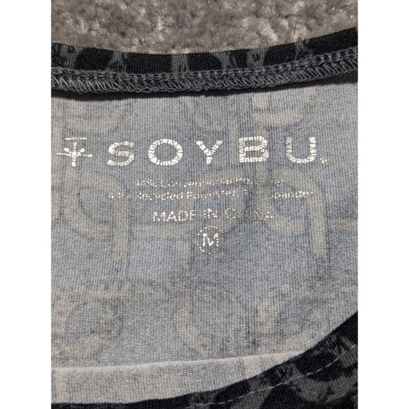 Soybu Activewear Dress Women M Black Pullover Geometric Link‎ Ruched 3/4 Sleeve - Picture 2 of 9